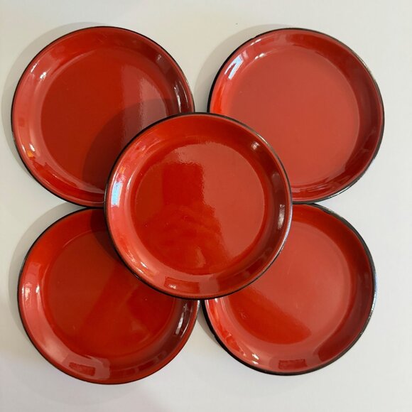 Japanese Lacquer Round Bento Box XL 5 Plates Sushi Treat Box - Picture 8 of 16